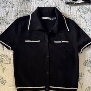 Alice + Olivia Black and White Button-Up Top